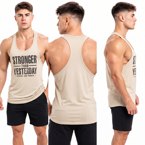 Customize Front Design Printed <b>Men</b> <b>Stringer</b> Top <b>Men</b> Workout Wear Racerback Top 100% Cotton Knitted Gym <b>Vest</b> <b>Men</b> Printed Tank Top - Product Image 5