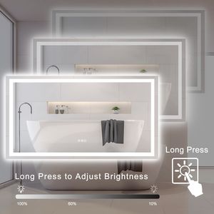 Specchio da Bagno LED Moderno Senza Cornice 60 x 32 Pollici, Antiappannamento con Sensore Touch, Specchio Illuminato da Parete per Doccia - Product Image 6