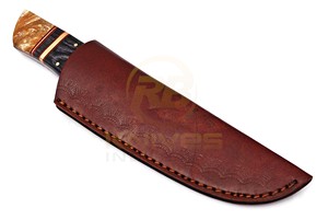 Couteau de chasse artisanal en acier Damas, le plus vendu, avec manche en bois de résine, lame fixe personnalisée, couteau de survie pour l'extérieur - Product Image 5