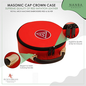 Red <b>Masonic</b> Regalia Royal Arch Crown Cap <b>Case</b> Zipper Closure Durable Construction Black Handle Embroidered Patch Customizable - Product Image 5