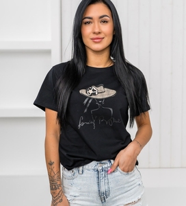 T-shirt imprimé pour femme, nouveau style, coupe ajustée, col rond, manches courtes, grande taille, respirant, séchage rapide, écologique, 100% coton - Product Image 1