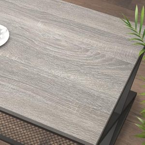 Modern Luxury Convertible 1.0m Living Room Furniture Set Simple Rustic <b>Brown</b> Oak X-Foot Iron Mesh Latest Style Coffee <b>Table</b> Sale - Product Image 6