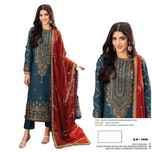 Presentamos Nuestro Salwar de Fiesta de 3 Piezas en Seda Banarasi de la Mejor Calidad, Estilo Cachemir, Aspecto Elegante y Color Brillante, a un Precio Increíble - Product Image 1