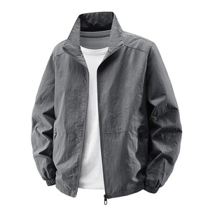 Men's Spring Autumn Varsity <b>Jacket</b> ODM Finished <b>Waterproof</b> Windproof Polyester Cotton Hoodless Stand Collar <b>Thin</b> Zipper Closure - Product Image 3