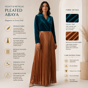 Vestido Abaya Recto de Terciopelo Plisado Premium, Estilo Dubái, Elegante, Islámico, Maxi Kaftan, Modesto, para Fiesta |   Lujo - Product Image 2