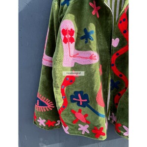 Multi Embroidery Jacket Hand <b>Stitch</b> Velvet Jacket Suzani Short Unisex Jacket <b>Coat</b> Winter Overcoat Women's Jacket <b>Coat</b> - Product Image 3