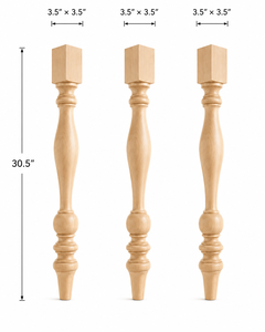 Solid Wood <b>Table</b> Leg Farmhouse Turned Wooden Furniture Legs for Dining <b>Tables</b> Kitchen Islands and Console <b>Tables</b> - Product Image 2