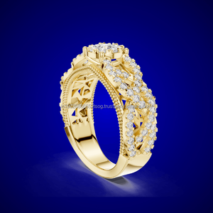 Bague en strass réglable en or 10 carats à la mode bijoux de mode en gros - Product Image 5