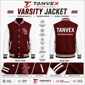 Chaqueta Varsity Personalizable de Alta Calidad para Hombre, Invierno, Color Sólido, Ecológica, Estilo Urbano, Logotipo Personalizado en la Parte Delantera, Transpirable - Product Image 4
