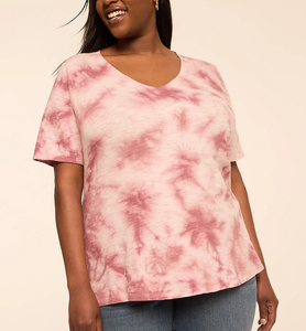 T-shirts décontractés pour femmes, best-sellers, avec logo personnalisé, imprimés tie-dye, col en V, grandes tailles, 100 % coton, 180 GSM, OEM - Product Image 3