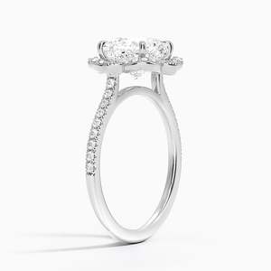 Bague de fiançailles en diamant taille coussin, or massif 18 carats plaqué rhodium, sertissage pavé, bijoux fins classiques pour femme - Product Image 4