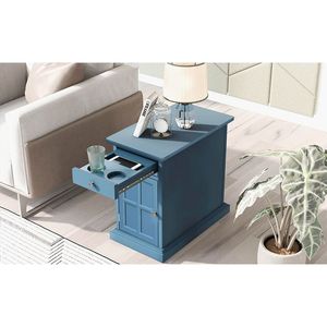 Tavolino da Caffè Classico Vintage U Can con Cassetto Multifunzionale, Porte USB e Portabicchieri per Soggiorno o Camera da Letto - Product Image 3