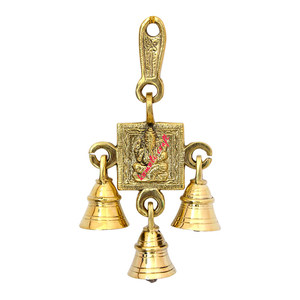 Antique Finish Indian Handmade Brass Wind <b>Chime</b> of Lord Laxmi With <b>Bells</b> Hanging for Home and Temple Decoration - Product Image 3
