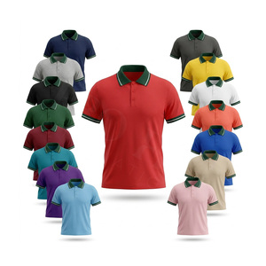 Camiseta Polo Personalizada con Nombre de Marca Propia, Cuello a Rayas Verde, Cierre de Botones Cómodo y Elegante, Camiseta Polo de Algodón de Secado Rápido - Product Image 1