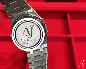 AARVA JEWELS นาฬิกาควอทซ์ผู้ชายสุดหรูสแตนเลสหนังแท้ประดับเพชรหน้าปัดอนาล็อก 25 มม. กันน้ำ - Product Image 2