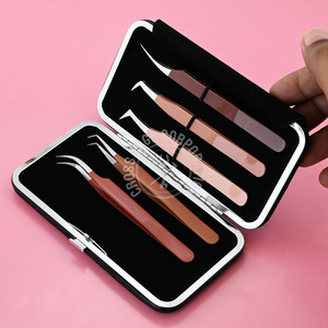 Wholesale Japanese Stainless Steel 90 Degree Classic Eyelash Tweezers Professional Isolation Lash Extension Fiber Set - Product Image 5