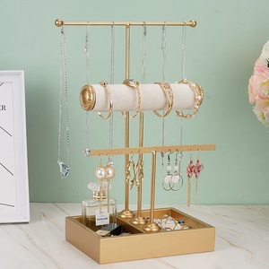 Fancy Metal Jewelry Stand <b>Display</b> Holder With Multiple <b>Hooks</b> For Necklace Bracelet And Earring Storage - Product Image 1