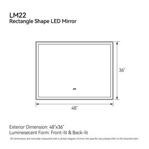 48\"x36\" Modern Smart LED Bathroom Mirror Front & Back Lit with 3 Color Adjustability Memory Function and Anti Fog Tim - Product Image 5