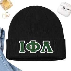 Bonnet noir en tricot pour femme Iota Phi Lambda Sorority, avec lettres grecques, chaud et décontracté, pour l'hiver - Product Image 5
