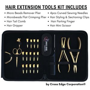 Juego completo de herramientas para extensiones de cabello con alicates de microanillos, herramienta para enhebrar cuentas, mini tijeras de corte, peine divisor de cabello y accesorios. - Product Image 2