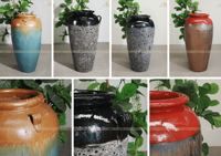 Pot en céramique galvanisé marron GL316H38MTO, design moderne, écologique, sûr, durable, pour l'intérieur et l'extérieur, maison et jardin
