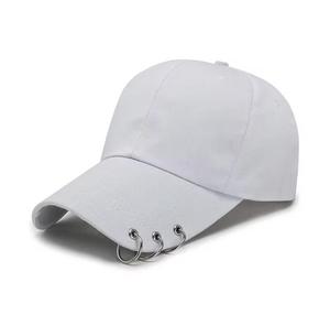Unisex <b>Black</b> Baseball Cap with Metal Rings Punk Style Adjustable Fit Casual Four Seasons Breathable Outdoor Adult Cotton - Product Image 6