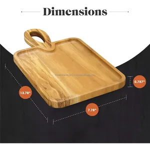 Tabla de cortar tallada en madera de acacia profesional, servidor de pan y queso de bambú moderno para el hogar, restaurantes y catering - Product Image 3