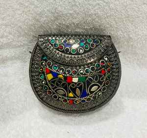 Bolso de Mano Tipo Clutch Metálico de Diseño Moderno para Damas, con Piedras Azules, Estilo Vintage Colorido, Patrón de Mosaico, Bolso de Moda - Product Image 3