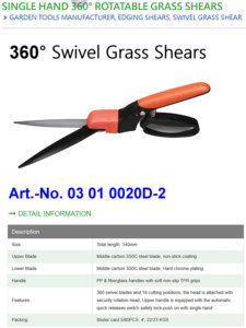 360 °   กรรไกรตัดหญ้าแบบหมุนได้พร้อมด้ามจับหลากหลายแบบ - Product Image 4