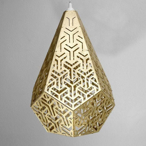 Lustre ovale géométrique en métal finition or, découpé au laser, avec douille E26, pour éclairage intérieur domestique - Product Image 1