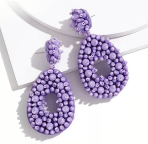 Pendientes de Moda Artesanales con Cuentas Bordadas, Pendientes Colgantes de Cuentas Multicolores de Moda para Festivales - Product Image 1