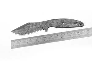Hand Forged Damascus Steel Blank Blade Kit Full Tang Fixed Blade DIY Utility Knife Making Blades with Handle <b>Scale</b> and Pins - Product Image 5