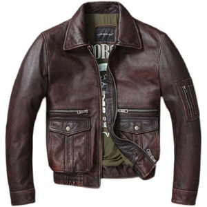 Veste en cuir pour homme de haute qualité, design moto, en cuir de vache véritable - Product Image 1