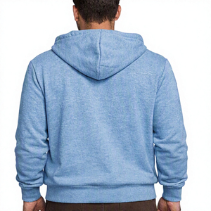 Vente en gros de sweats à capuche zippés pour hommes, unis, de haute qualité, en coton épais et respirant, avec fermeture éclair sur le bras - Product Image 3
