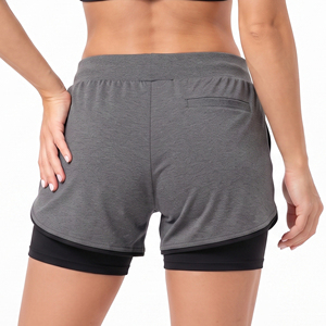<b>Women</b> High <b>Waist</b> Sport <b>Shorts</b> Breathable Knitted <b>Elastic</b> <b>Waist</b> Regular Fit Athletic <b>Shorts</b> Double Layer Gym Workout <b>Shorts</b> - Product Image 2