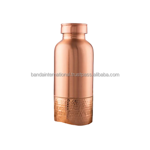 Botella de cobre de alta calidad con acabado martillado y pulido para beber y uso en la cocina, botella de cobre a prueba de fugas. - Product Image 2