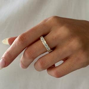 5 Carat Emerald Cut Lab Grown <b>Diamond</b> Eternity <b>Ring</b> , Half Bezel Set Emerald Cut Eternity Band , Art Deco Eternity Band Unique - Product Image 1