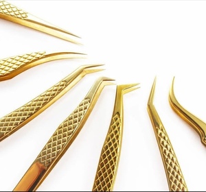 Vired Impex Professional Stainless Steel Fiber <b>Lash</b> Eyelash Tweezers <b>Cluster</b> <b>Lash</b> Tweezer High Quality Precision 10mm Smooth Tip - Product Image 1