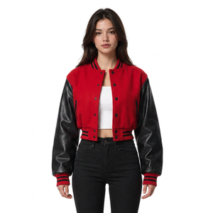 Chaqueta universitaria corta para mujer al por mayor, con logo personalizado, ropa exterior de moda boutique, tallas S M L XL, proveedor con MOQ bajo - Product Image 4