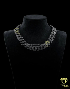 16mm Black Moissanite Diamond Cuban Link <b>Chain</b> in 925 Sterling Silver Luxury <b>Iced</b> Out Necklace for Men Passes Diamond Tester - Product Image 1