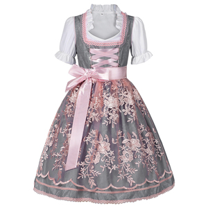 Vestido Dirndl Premium de Jacquard con Ribete de Encaje, Estilo Bávaro Alemán Tradicional, Largo hasta la Rodilla, Estampado Floral, Transpirable, para el Oktoberfest - Product Image 5