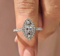 Bague Marquise en Or 18K pour Femme avec Moissanite 1CT, Bijou de Mariage de Haute Qualité, Cadeau d'Anniversaire, Fournisseur en Gros B2B
