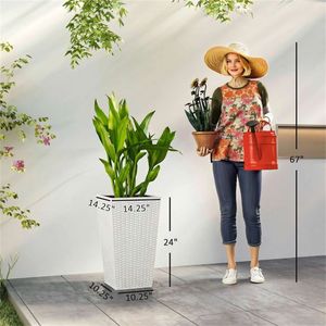 Set di 3 Vasi e Fioriere Conici Bianchi per Esterni, per Giardino e Arredamento Casa - Product Image 6