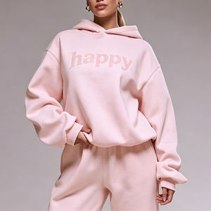 Sudadera con Capucha Oversize Rosa para Mujer, de Algodón y Felpa, Manga Larga, con Estampado de Letras y Diseño Alegre en la Parte Delantera, Casual de Otoño, Cortavientos - Product Image 6