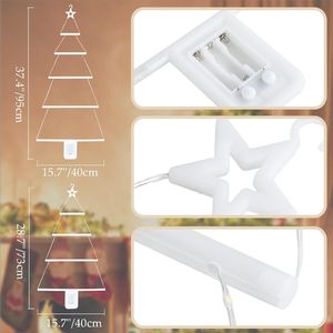 2pcs Christmas Tree LED <b>Lights</b> with Remote 3FT 2.4FT Window Wall Hanging 8 Modes <b>Timer</b> <b>for</b> Holiday Decorations - Product Image 3