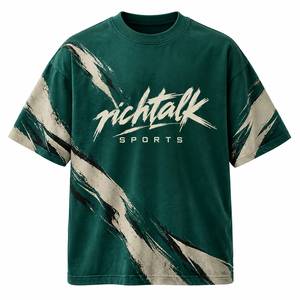 Camiseta de Manga Corta Oversize para Hombre, Estilo Urbano, Cuello Redondo, Algodón Jersey, Transpirable, Ligera, 320g, con Pedrería, Casual - Product Image 1
