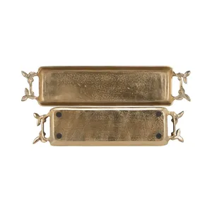 Plateau en métal de qualité export de luxe pour les marchés de meubles en gros internationaux, plateau de service rectangulaire décoratif en métal - Product Image 6