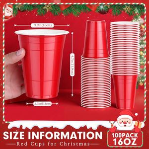 Confezione da 100 Bicchieri di Plastica Rossa Usa e Getta da 16 oz, Resistenti, per Feste, Lauree, Matrimoni, Compleanni e Celebrazioni - Product Image 3