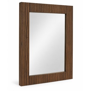 Marco de Espejo de Pared Acanalado de Madera de Mango, Color Marrón Nogal, Venta al por Mayor |   Aqdus Saleem - Product Image 1