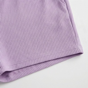 Conjunto de 2 Piezas para Mujer, Top Corto y Pantalones Cortos Acanalados, Color Sólido, Sin Mangas, Estilo Casual, Largo por Encima de la Rodilla, Mezcla de Algodón y Spandex - Product Image 6